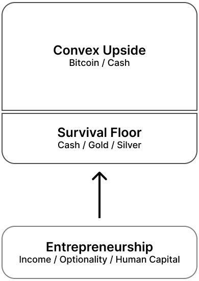 Survival Floor Convex Upside Portfolio framework diagram
